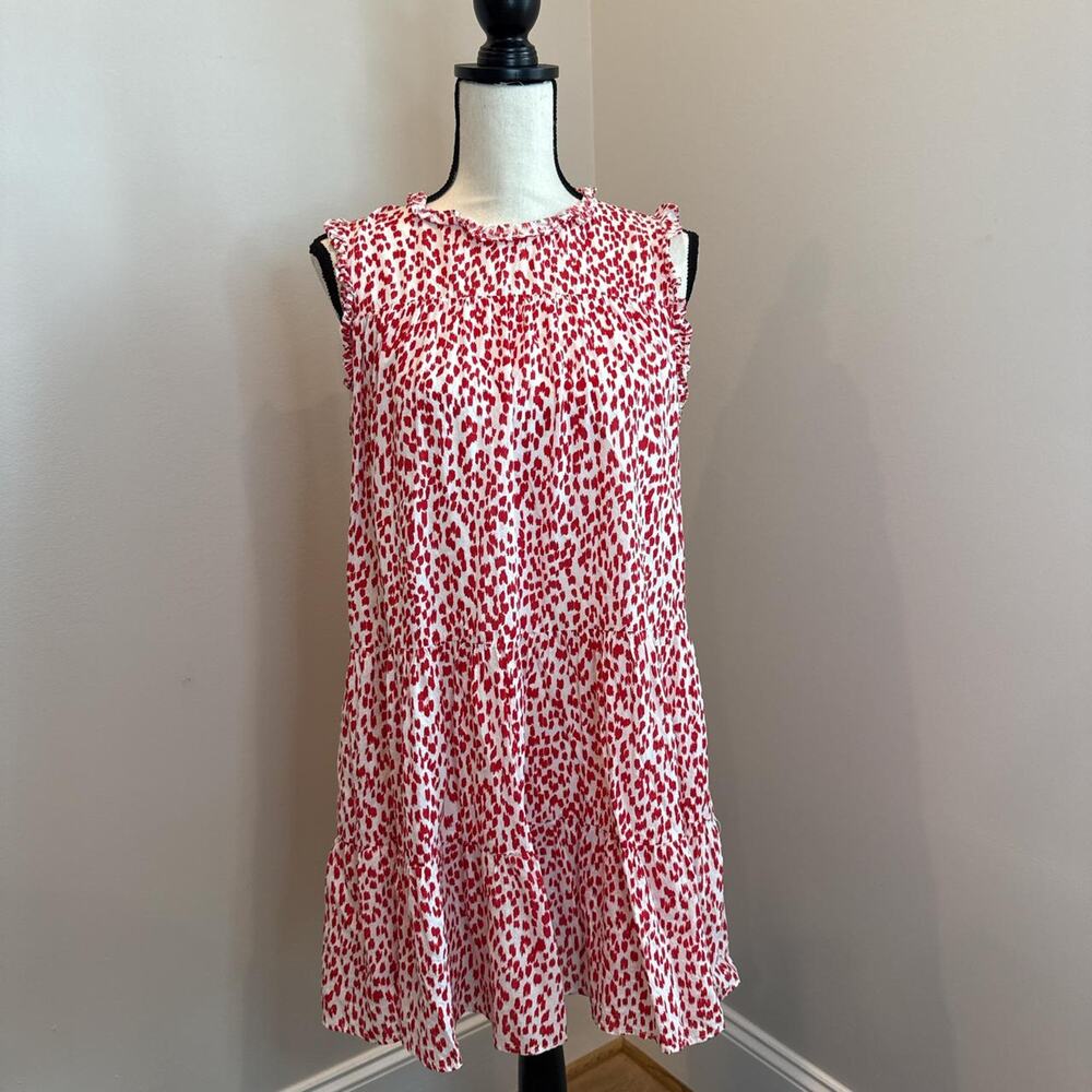 Red and white leopard print dress